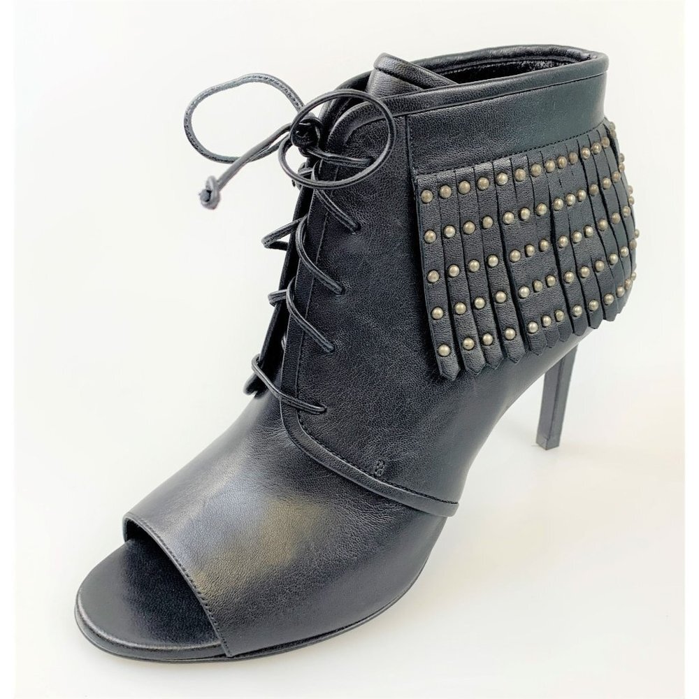 NIB Saint Laurent Paris open toe fringe booties Size 35.5 - Picture 2 of 11